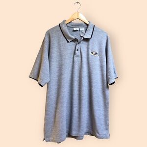 Vintage 90s Baltimore Ravens Football Polo Shirt Pro Edge Gray Collared MENS XL